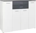 Produktbild: Kommode Sideboard Lowboard 4 Türen 9 Fächern 2 Schubkästen Weiß Anthrazit