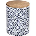 Produktbild: Wenko Vorratsdose Lorca 54095100, aus Keramik, 0,95 Liter, mit Bambusdeckel, blau-weiß, luftdicht