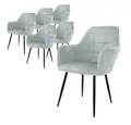 Produktbild: ML-DESIGN Stuhl Esszimmerstuhl ergonomisch & gepolstert, Esstischstuhl mit Rückenlehne (6 St), Wohnzimmerstuhl Grau Samtbezug Metallbeine Küchenstuhl Polsterstuhl