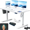 Produktbild: KESSER® Schreibtisch elektrisch & höhenverstellbar Computertisch Ergonomisch Stehen & Sitzen 3-Memory 360° Rollen USB-Ladeanschluss 140x70cm Weiß