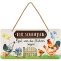 Produktbild: Blechschild Hühnerstall Schild HÜHNER TOR SCHLIESSEN Deko Geschenk 16x32cm