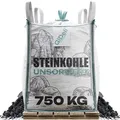 Produktbild: Steinkohle 750kg Anthrazitkohle 5-50mm Hoher Heizwert Kaminofen Heizkohle GiDeli