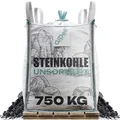 Produktbild: GiDeli Steinkohle 750kg - Kohle Fuer ofen und Kaminofen - Unsortierte Anthrazitkohle 5–50 mm – Hoher Heizwert 24–26 MJ/kg – Big Bag Heizkohle zum Heizen
