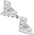 Produktbild: RAVEN Profession 2in1 Schlittschuhe Inlineskates Inliner für Kinder und Erwachsene verstellbar (White/Gold, 35-39 (23cm-25,5cm))