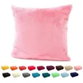 Produktbild: heimtexland Dekokissen Flanell Soft Kuschelkissen Plüsch Kissenbezug, super weich und flauschig, Allergiker geeignet, atmungsaktiv rosa 48 cm x 48 cm