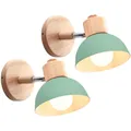 Produktbild: 2 Stücke Wandleuchten Moderne Innen Wandlampe aus Holz Metall Halbkreis Lampe...