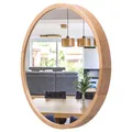 Produktbild: STOLARNIA PIKA Spiegel Rund Holz Eiche - Wandspiegel mit Holzrahmen (∅47 cm) - Runder Bad Spiegel für Badezimmer, Flur, Wohnzimmer, Schlafzimmer - Stilvoller 50 cm Badspiegel LEJA