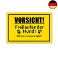 Produktbild: Vorsicht! freilaufender Hund Schild 20 x 30 cm aus stabiler PVC