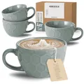 Produktbild: HOMEBERLIN® Barista 4er Cappuccino Tassen Set - 200ml Kaffeetassen Set - Premium Kaffee Tassen Set aus hochwertigem Steingut - 4 moderne Kaffeetassen aus 100% Handfertigung - Dickwandige Kaffee Tasse