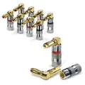 Produktbild: Bananenstecker für Lautsprecherkabel 8er-Set 90 degree gewinkelter Stecker ve...