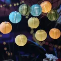 Produktbild: MARELIDA LED Solar Lichterkette Lampion für Außen Garten Balkon Terrasse Lampionkette mit 10 bunten Lampions 4,5m 8 Modi Outdoor Lichterkette Girlande Solarbeleuchtung