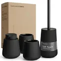 Produktbild: blackswedenhome. Badezimmer Set Schwarz - Hochwertiges Keramik Set - Seifenspender schwarzs, Zahnputzbecher, Toilettenbürste - Nordic Design, Badaccessoires matt, Seifenspender Bad