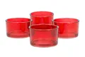 Produktbild: Teelichtgläser klein 51x33 mm Set 4 Stück Teelichthalter Glas Farbauswahl: rot 250