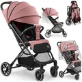 Produktbild: Nukido Kinder Wagen Kinderwagen Babywagen Bis 15 kg Große Räder Sitzbuggy Buggy Zusammenklappbar Handgepäck Leicht Verstellbare Rückenlehne Rosa