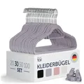 Produktbild: Blumtal Kleiderbügel 30 Stück Mit Clips - 360° Drehbar, Platzsparend, Rutschfest - Mit Klammern für Röcke und Hosen - Samt - Grau