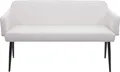 Produktbild: Sitzbank HWC-L13, Esszimmerbank Bank Polsterbank Garderobenbank Rückenlehne Armlehne Stoff/Textil 133cm creme-weiß