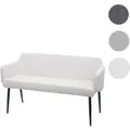 Produktbild: Sitzbank HWC-L13, Esszimmerbank Bank Polsterbank Garderobenbank Rückenlehne Armlehne Stoff/Textil 133cm ~ creme-weiß