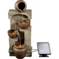 Produktbild: Teamson Home Garden & Outdoor Solarbetriebenes Wasserspiel mit Lichtern, kaskadierendem Springbrunnen, 4-stöckigem Topf, Indoor-Wasserfall-Dekorat...