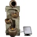 Produktbild: Garden & Outdoor Solarbetriebenes Wasserspiel Mit Lichtern, Kaskadierendem Springbrunnen, 4-stöckigem Topf, Indoor-wasserfall-dekoration Und Batterie-backup - Teamson Home