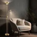 Produktbild: Deckenfluter Stehlampe Standlampe dimmbar LED Leselampe flexibel messing H 180cm
