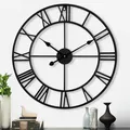 Produktbild: Samilito Wanduhr im Vintage-Stil Rund mit Robuster 2cm dicker Rahmen (60 cm)