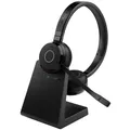 Produktbild: Jabra Evolve 65 TE (Third Edition) Kabellose Dual-Ear-Kopfhörer mit Ladeständer – Mikrofon mit Geräuschunterdrückung, 16 Stunden Akkulaufzeit, doppelte Konnektivität, MS Teams zertifiziert,