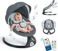 Produktbild: Babyschaukel, Caveen Elektrische bluetooth-Babywippe, 5 Schaukelgeschwindigkeiten, 3 Sitzpositionen, Adapter und batterie Betrieben, Schwarz