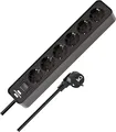 Produktbild: Brennenstuhl Ecolor Steckdosenleiste 6-Fach (Mehrfachsteckdose mit Schalter und 1,5m Kabel) schwarz