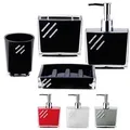 Produktbild: HOFFMANNS 4-tlg Badezimmer Set, Luxus-Badezimmer-Accessoires, stilvolle Badezimmer-Set in Grau
