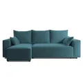 Produktbild: 4ALL HOME Ecksofa mit Schlaffunktion Tobi 246x145 cm - Couch - Sofa mit Bettkasten - Eckcouch - L-Form - Schlaffsofa - Schlafsofa mit Bettkasten - Universal (Velo 631 Ocean)
