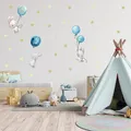 Produktbild: Hasen mit Ballons Wandtattoo Sticker Folie Aufkleber Kinderzimmer DIN A4 Y037