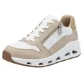 Produktbild: RIEKER Sport Keilsneaker Schnürschuh, Halbschuh, Freizeitsneaker mit Reißverschluss beige|weiß 41 EU