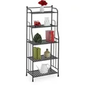 Produktbild: Standregal, Stahl, Hxbxt: 133 X 56 X 28 Cm, Regal Küche & Bad, 5 Gitterablagen, Metallregal Stehend, Schwarz - Relaxdays