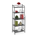 Produktbild: Relaxdays Standregal, Stahl, HxBxT: 133 x 56 x 28 cm, Regal Küche & Bad, 5 Gitterablagen, Metallregal stehend, schwarz