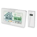 Produktbild: Miraval Funk-Wetterstation: Thermometer innen/außen, Hygrometer, Schimmelwarner, Lüftungsempfehlung, Uhrzeit, Datum, Snooze, Alarmfunktion 2 Alarme, Außensensor 100m Reichweite, LCD, inkl. Batterien