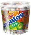 Produktbild: Mentos Mini Fruit Mix Kaubonbons Frucht-Dragees 4 Sorten Eimer 120 Rollen