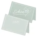 Produktbild: itenga 48x Tischkarten „Schön, DASS du da bist“ V2 – Platzkarten Namensschilder – 9 x 5 cm – ideal für Hochzeit, Taufe, Geburtstag, Feier – 13 Farben verfügbar (eukalyptus grün)