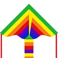 Produktbild: HQ Ecoline Simple Flyer Rainbow 85cm Kinderdrachen Flugdrachen Einleiner Drachen zum steigen lassen, wenig Wind ab 5 Jahre, 42x85cm+1.5m Drachenschwanz inkl. 17kp Polyesterschnur 25m auf Griff 2-5 Bft