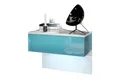 Produktbild: Vladon Nachttisch Sleep (Nachttischschrank, mit Schublade zur Wandmontage), Weiß matt/Petrol Hochglanz, inkl. LED-Beleuchtung (60 x 46 x 35 cm)