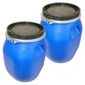 Produktbild: 2er Pack  Deckelfass  blau  Spundfass  Kunststofffass 30 Liter Transportbehälter