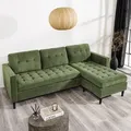 Produktbild: riess-ambiente Retro Ecksofa STOCKHOLM 220cm grün Cordstoff Federkern 3-Sitzer Eckcouch Sofa - Grün
