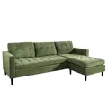Produktbild: Riess Ambiente Retro Ecksofa Stockholm - 220cm - grün Cordstoff - Federkern 3-Sitzer Couch