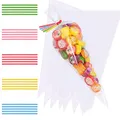 Produktbild: Faburo 100pcs 25x15cm Cone Tüten Süßigkeiten Tütchen Geschenktüten mit 100 Bindebänder für Süßigkeiten Schokolade Bonbons