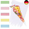 Produktbild: 100pcs 25x15cm Cone Tüten Süßigkeiten Tütchen Geschenktüten mit 100 Bindebänder