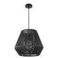 Produktbild: Paco Home Hängelampe Bambus Wohnzimmer Pendelleuchte Rattan Esstisch Esszimmer Lampe E27 Hängeleuchte Papier Boho, Farbe:Schwarz (Ø32cm), Leuchtenart/Farbe:Pendelleuchte - Schwarz