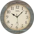Produktbild: AMS 5562 Wanduhr Funk Funkwanduhr analog rund Holzgehäuse grau