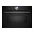 Produktbild: Bosch CMG7761B1, Serie 8 smarter Einbau-Kompaktbackofen mit Mikrowellenfunktion, 45 x 60 cm, Schwarz, Made in Germany, Pyrolyse, Air Fry, Digitaler Bedienring, Touchdisplay, Automatikprogramme