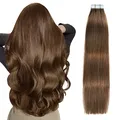 Produktbild: SUYYA Tape Extensions Echthaar,Invisible Tape in Extensions Echthaar Seidig Gerade Remy Tape Haarverlängerungen Echte Menschliches Haar 14 Zoll 35cm 20 Stück 40G #4 Schokoladenbraun