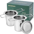 Produktbild: HAUSPROFI 2 Stück Tee-Ei, 304 Edelstahl | Teesieb mit Deckel und faltbarem Griff, Teefilter für Teekannen, Tassen, Tassen zum Aufbrühen von losen Blättern