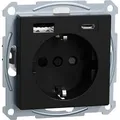 Produktbild: MERTEN Steckdose 1f sw mt UP USB m.BS IP20 - Schwarz